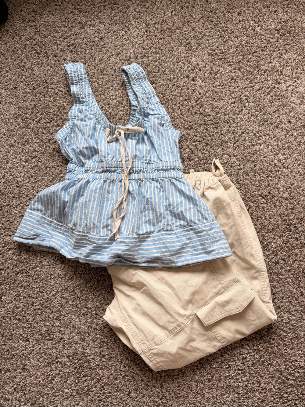 Anthropologie Blue and White Striped Peplum Tank